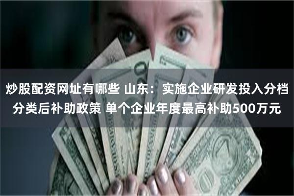 炒股配资网址有哪些 山东：实施企业研发投入分档分类后补助政策 单个企业年度最高补助500万元