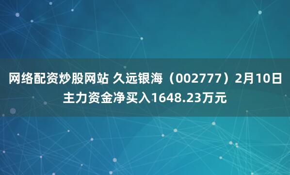 网络配资炒股网站 久远银海（002777）2月10日主力资金净买入1648.23万元