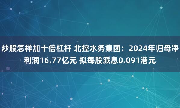 炒股怎样加十倍杠杆 北控水务集团：2024年归母净利润16.77亿元 拟每股派息0.091港元