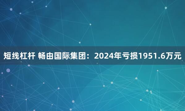 短线杠杆 畅由国际集团：2024年亏损1951.6万元