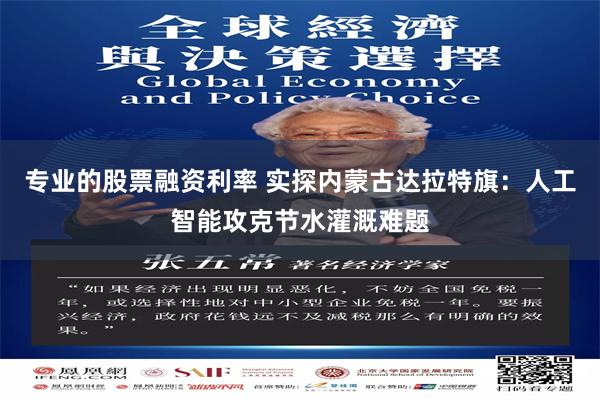专业的股票融资利率 实探内蒙古达拉特旗：人工智能攻克节水灌溉难题