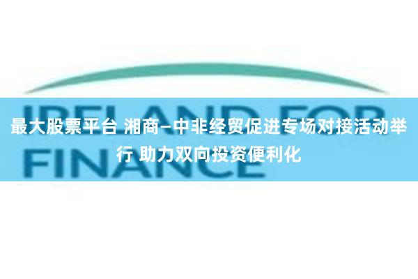 最大股票平台 湘商—中非经贸促进专场对接活动举行 助力双向投资便利化